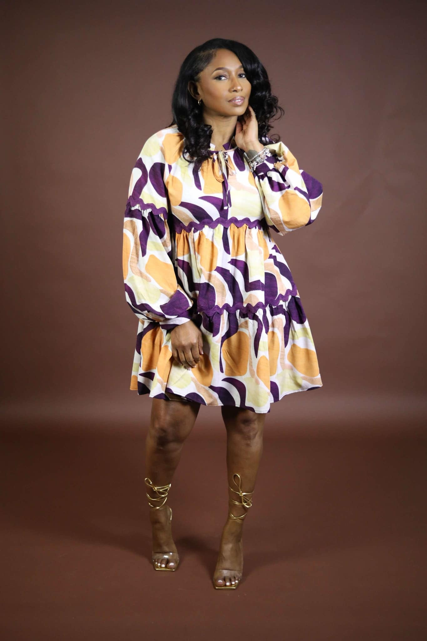 Abstract Tiered Dress