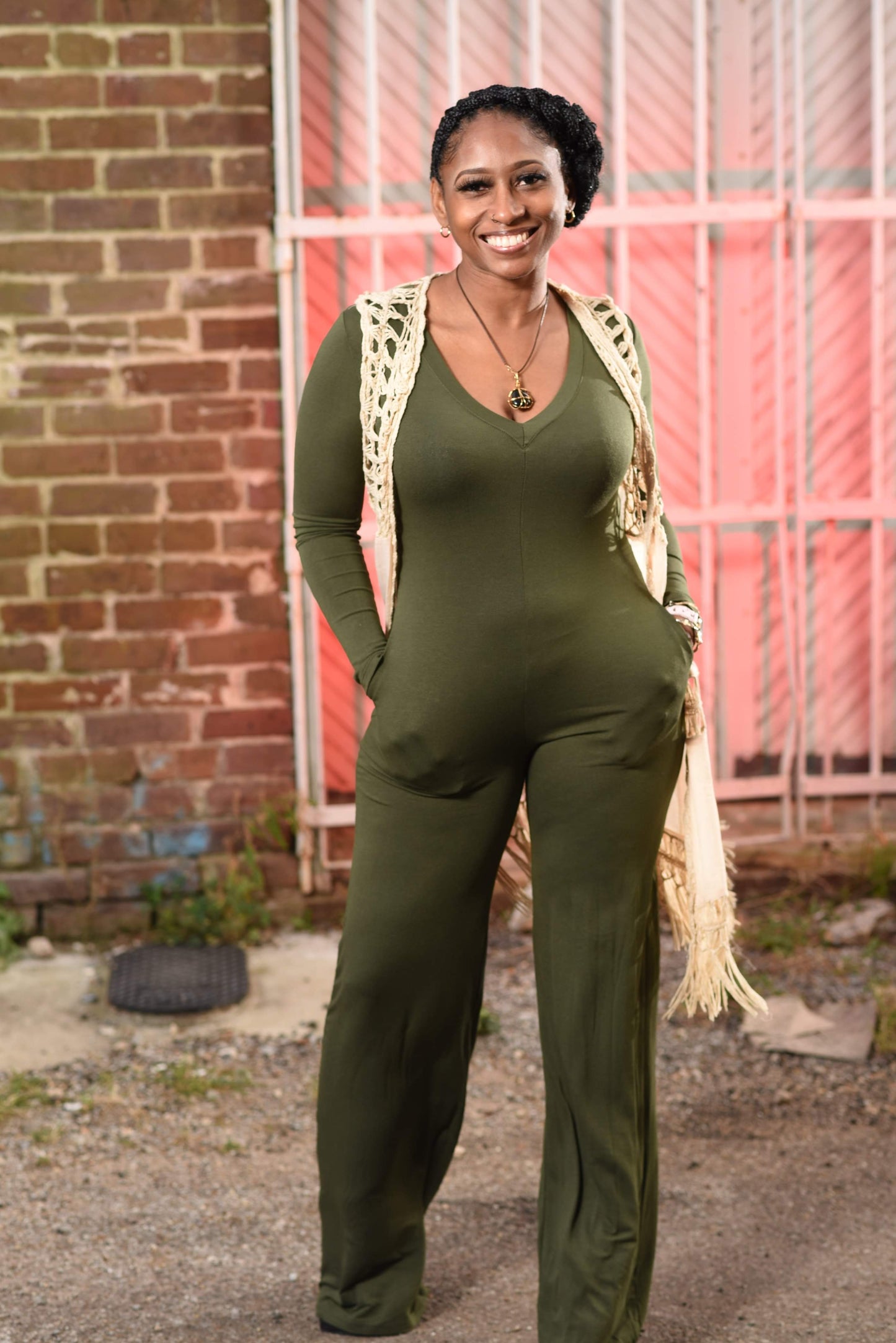 Olive Bell Bottom Jumpsuit